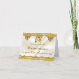 Gold Lace Satin Ribbon 50. Golden Anniverary Card Karte