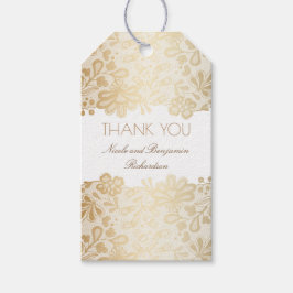 Gold Lace White Elegante Wedding Geschenkanhänger