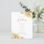 Gold Lace White Wedding Einladung Classic Elegant (Stehend Vorderseite)