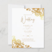 Gold Lace White Wedding Einladung Classic Elegant (Vorderseite)