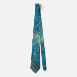Gold Laced Marble Blue Abstrakt Neck Tie Krawatte