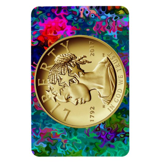 GOLD LADY LIBERTY COIN MAGNET (Vertikal)