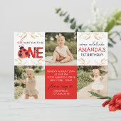 Gold Ladybug 3 Foto Einladung zum Geburtstag