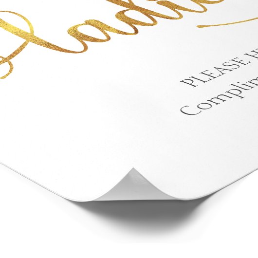 Gold Ladys Wedding Bad Basket Sign Poster (Ecke)