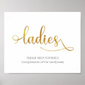 Gold Ladys Wedding Bad Basket Sign Poster (Vorne)