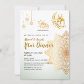 Gold Lantern Islamic Pattern Ramadan Iftar Einladung (Vorderseite)