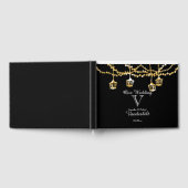 Gold Lantern Lights auf Black Wedding Guest Book Gästebuch (Voll)
