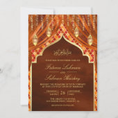 Gold Lanterns Burnt Orange Vorhang muslimische Hoc Einladung (Vorderseite)
