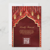 Gold Lanterns Maroon Roter Vorhang muslimische Hoc Einladung (Rückseite)