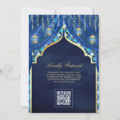 Gold Lanterns Royal Blue Curtain Einladung (Rückseite)