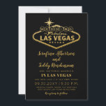 Gold Las Vegas Fabulous Hochzeit in Urlaubsort Einladung<br><div class="desc">Eine Einladung für eine Las Vegas Hochzeit mit dem fabelhaft beleuchteten Schild in einem eleganten Imitat Goldfolie-Effekt auf einem schwarzen Hintergrund, entworfen mit einer Hochzeit in Urlaubsort, die Platz für optionale Reise und Unterkunft Details auf der Rückseite, macht dies zu einer erschwinglichen und schicken Casino Kapelle Hochzeitseinladung. Pair es mit...</div>