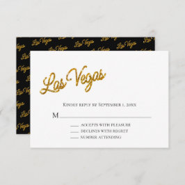 Gold Las Vegas Glitzern Wedding RSVP Einladung