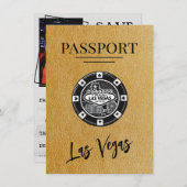 Gold Las Vegas Passport Save the Date (Vorne/Hinten)