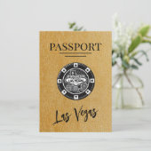 Gold Las Vegas Passport Save the Date (Stehend Vorderseite)