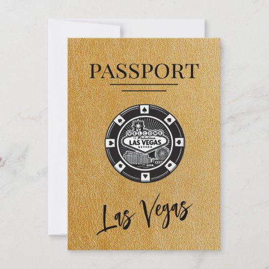Gold Las Vegas Passport Save the Date (Vorderseite)