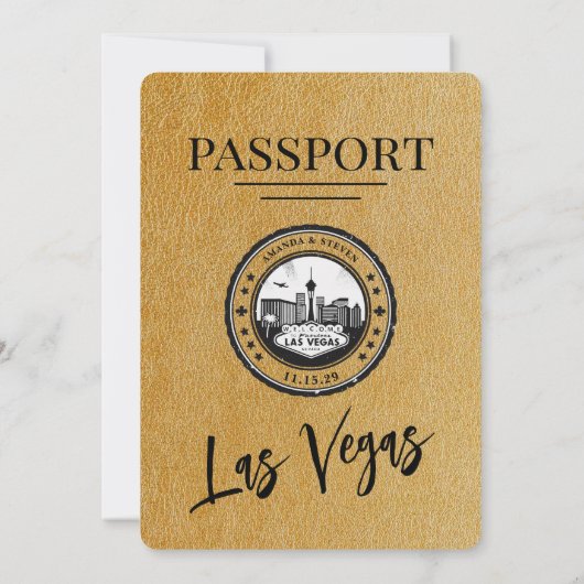 Gold Las Vegas Passport Wedding Einladung (Rückseite)