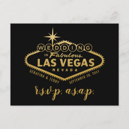 Gold Las Vegas Sign Wedding RSVP Response Postkart Ankündigungspostkarte