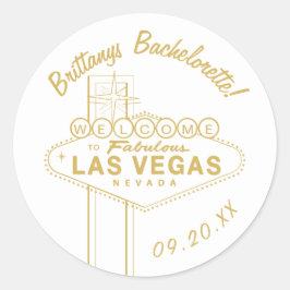 Gold Las Vegas Sign Wedding Welcome Bachelorette Runder Aufkleber