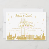 Gold Las Vegas Skyline Einladung zur Hochzeit (Vorderseite)