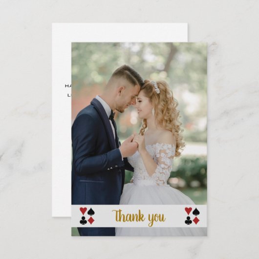 Gold Las Vegas Wedding Foto Vielen Dank Dankeskarte (Vorne/Hinten)