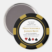 Gold Las Vegas Wedding Save the Date Poker Chip Magnet (Vorderseite/Rückseite)