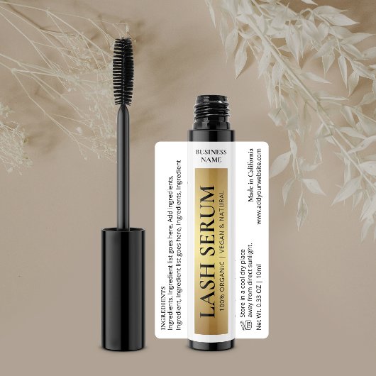 Gold Lash Serum Mascara Kosmetisches Tube Etikett