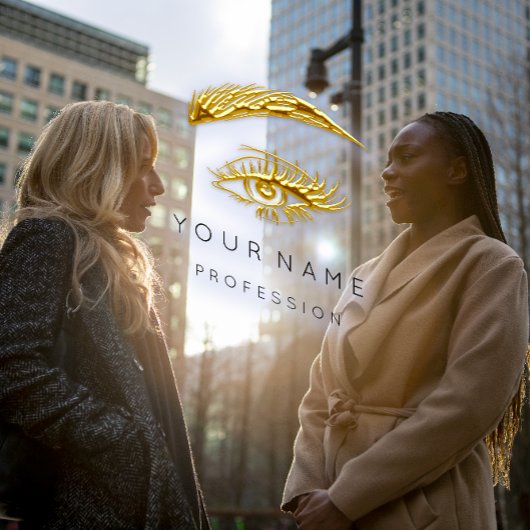 Gold Lashes Brows Makeup Logo weiß Visitenkarte