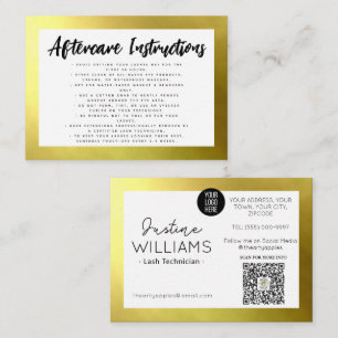 Gold Lashes Eyelash Extensions Nachbehandlung Visitenkarte