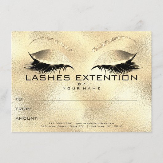 Gold Lashes Makeup Zertifikat Geschenk (Vorderseite)