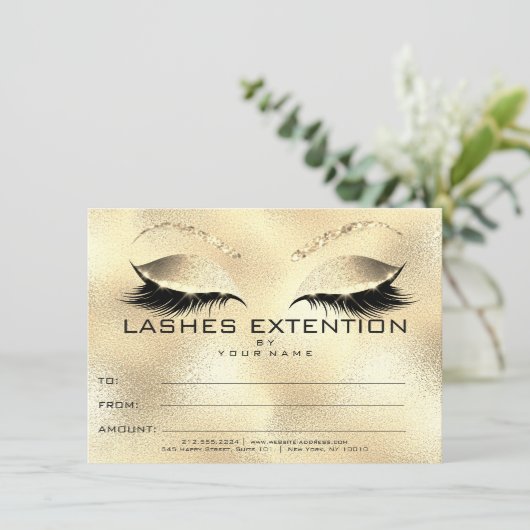 Gold Lashes Makeup Zertifikat Geschenk (Stehend Vorderseite)