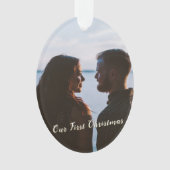 Gold lassen es Schnee Erstes Weihnachtsfest Foto Ornament (Vorderseite)