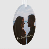 Gold lassen es Schnee Erstes Weihnachtsfest Foto Ornament (Vorderseite)