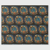 Gold Lasso Cowboy Hut mit Poinsettias Weihnachten Geschenkpapier (Flach)