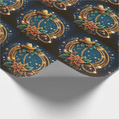 Gold Lasso Cowboy Hut mit Poinsettias Weihnachten Geschenkpapier (Ecke)