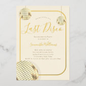 Gold Last Disco Junggeselinnen-Abschied Folieneinladung (Vorderseite)
