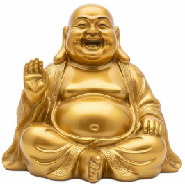 Gold Laughing Buddha Blessing Gesture 2D Budai Freistehende Fotoskulptur