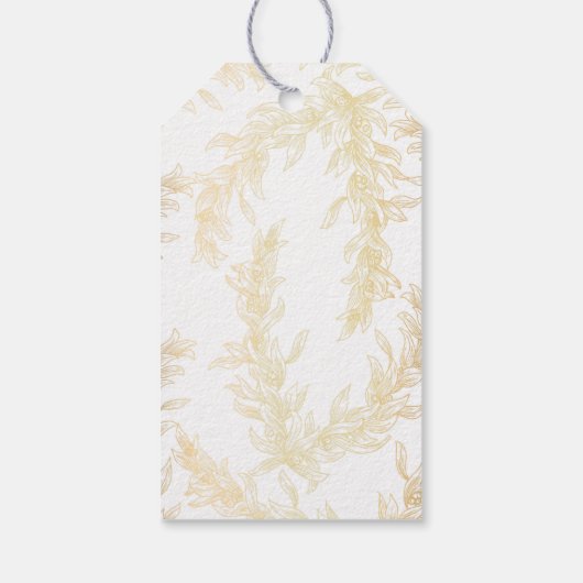 Gold Laurel Blätter Wreath Wedding Geschenkanhänger (Rückseite)