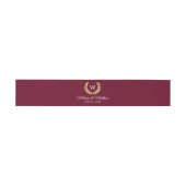 Gold Laurel Burgundy White Monogram Wedding Einladungsbanderole (Flach)