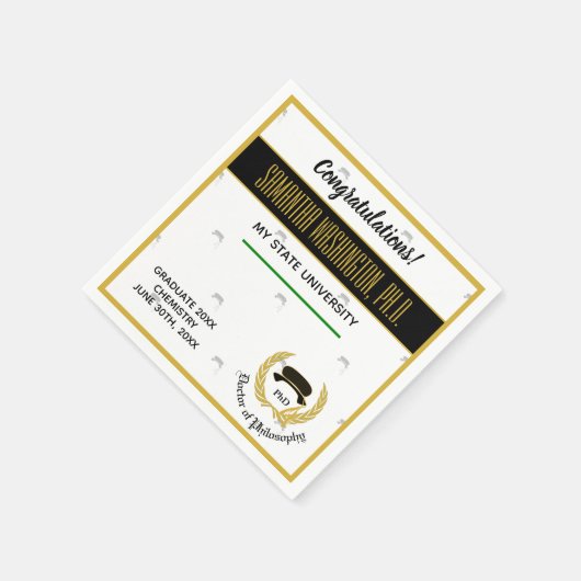 Gold Laurel Doctor Degree Doktorand Serviette (Ecke)