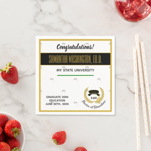 Gold Laurel Doktor der Bildung EdD Grad Party Serviette (Beispiel)
