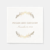 Gold Laurel Elegant White Wedding Serviette (Vorderseite)