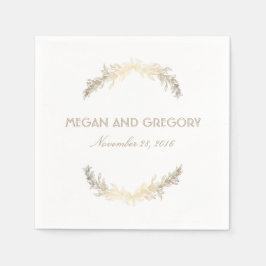 Gold Laurel Elegant White Wedding Serviette