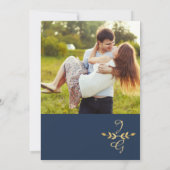 Gold Laurel Leaf Navy Foto Save the Date (Rückseite)