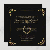 Gold Laurel Leaf Typografie Moderne einfache Hochz Einladung (Vorne/Hinten)