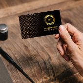 Gold Laurel Leaf Wappen | Diamantenmuster | Luxus Visitenkarte