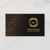 Gold Laurel Leaf Wappen | Diamantenmuster | Luxus Visitenkarte (Vorderseite)