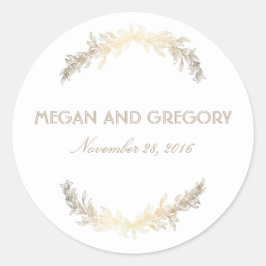 Gold Laurel Vintage Wedding Runder Aufkleber