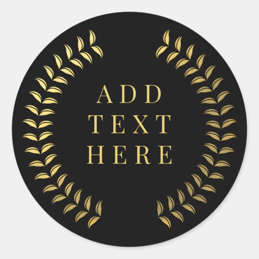 Gold Laurel Wreath Blätter Circle Wreath Custom Cl Runder Aufkleber (Vorderseite)