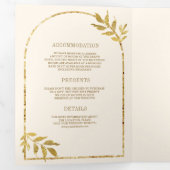 Gold Laurel Wreath Blätter Cream Wedding Dreifach Gefaltete Einladung (Innen Erste Seite)