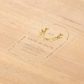 Gold Laurel Wreath-Blätter Hochzeit Sichern Sie da Acryleinladungen (Ablage )